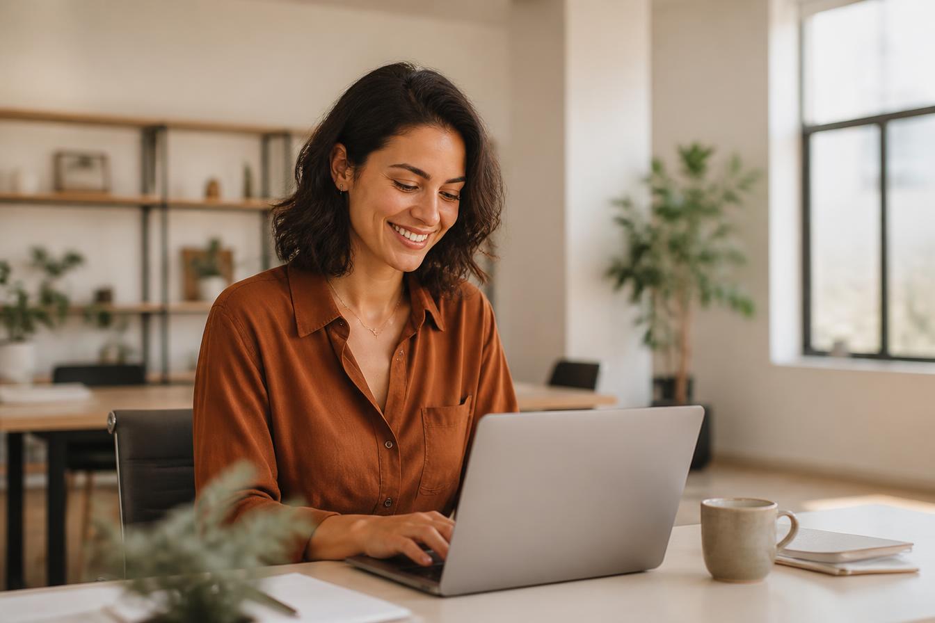 Small business owner working on a marketing strategy